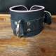 Black Leather Ankle Restraints with Piping